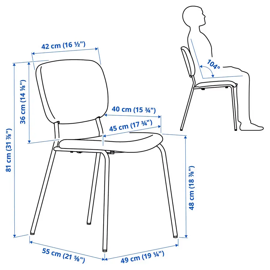Комплект стол + 2 стула Ikea Tonstad/Vihals/Tibbleby 80/120x70 (Белый/Серо-бежевый) - 9
