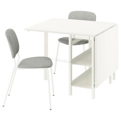 Set masa + 2 scaune Ikea Vihals/Tibbleby 39/95/151x90 (Alb/Bej-gri)