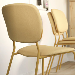 Set masa + 2 scaune Ikea Vihals/Tibbleby 74x74 (Alb/Galben) Thumb