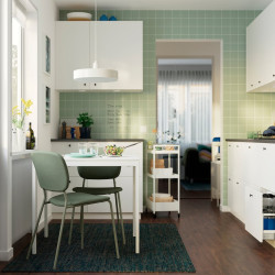 Set masa + 2 scaune Ikea Vihals/Tibbleby 84/120x74 (Alb/Gri-verde) Thumb