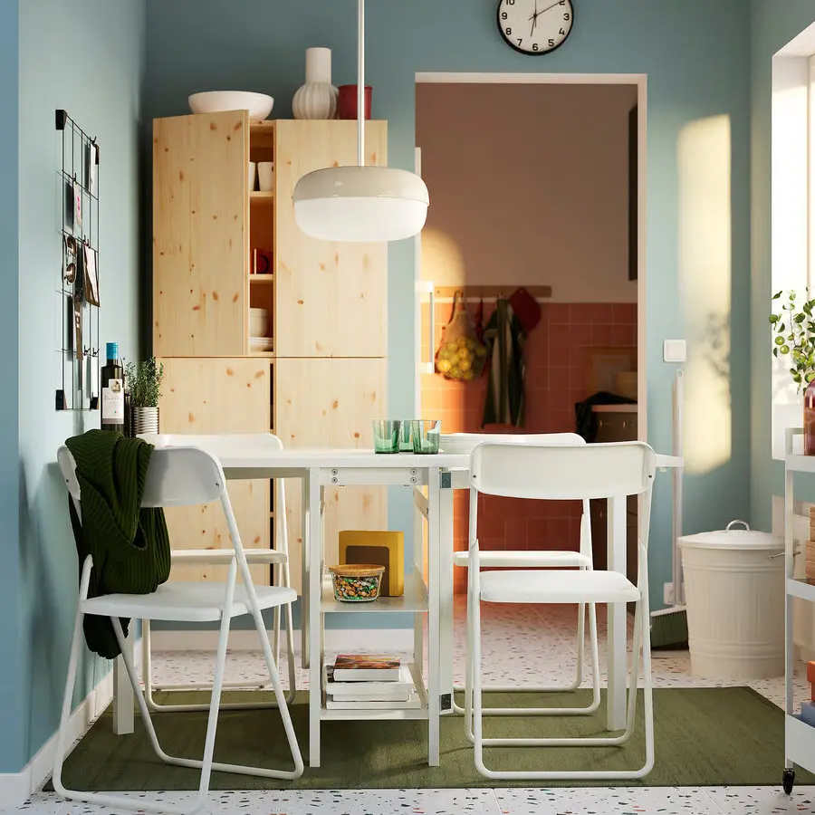 Комплект стол + 4 складных стула Ikea Vihals 39/95/151x90 (Белый) - 6