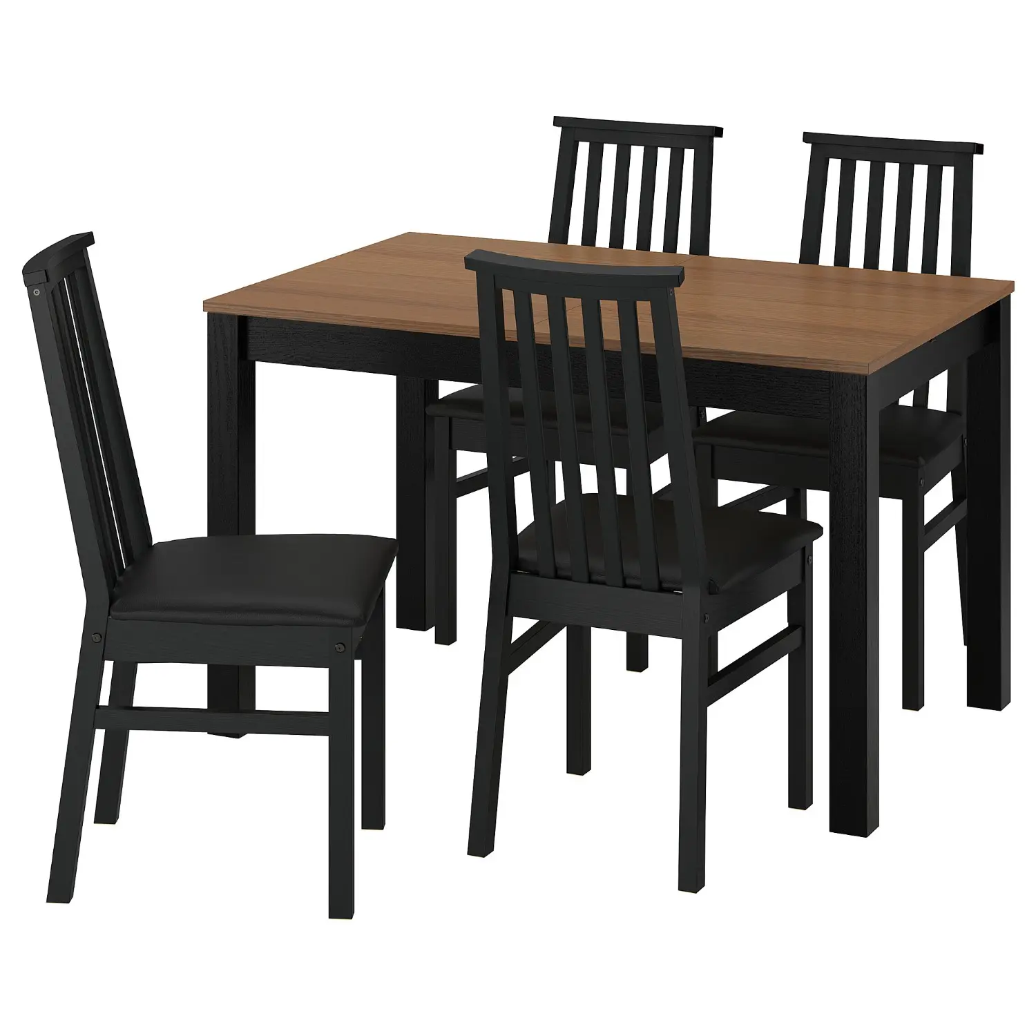 Комплект стол + 4 стула Ikea Alhult/Bomstad 120/170x80 (Черный/Коричневый) - 2