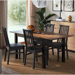 Комплект стол + 4 стула Ikea Alhult/Bomstad 120/170x80 (Черный/Коричневый)