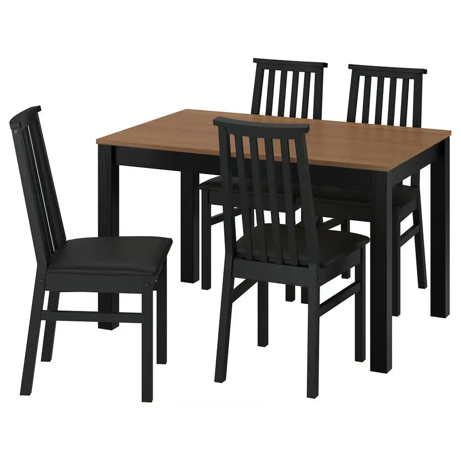 Комплект стол + 4 стула Ikea Alhult/Bomstad 120x80 (Коричневый/Черный) - 2