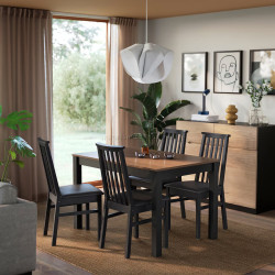 Комплект стол + 4 стула Ikea Alhult/Bomstad 120x80 (Коричневый/Черный)