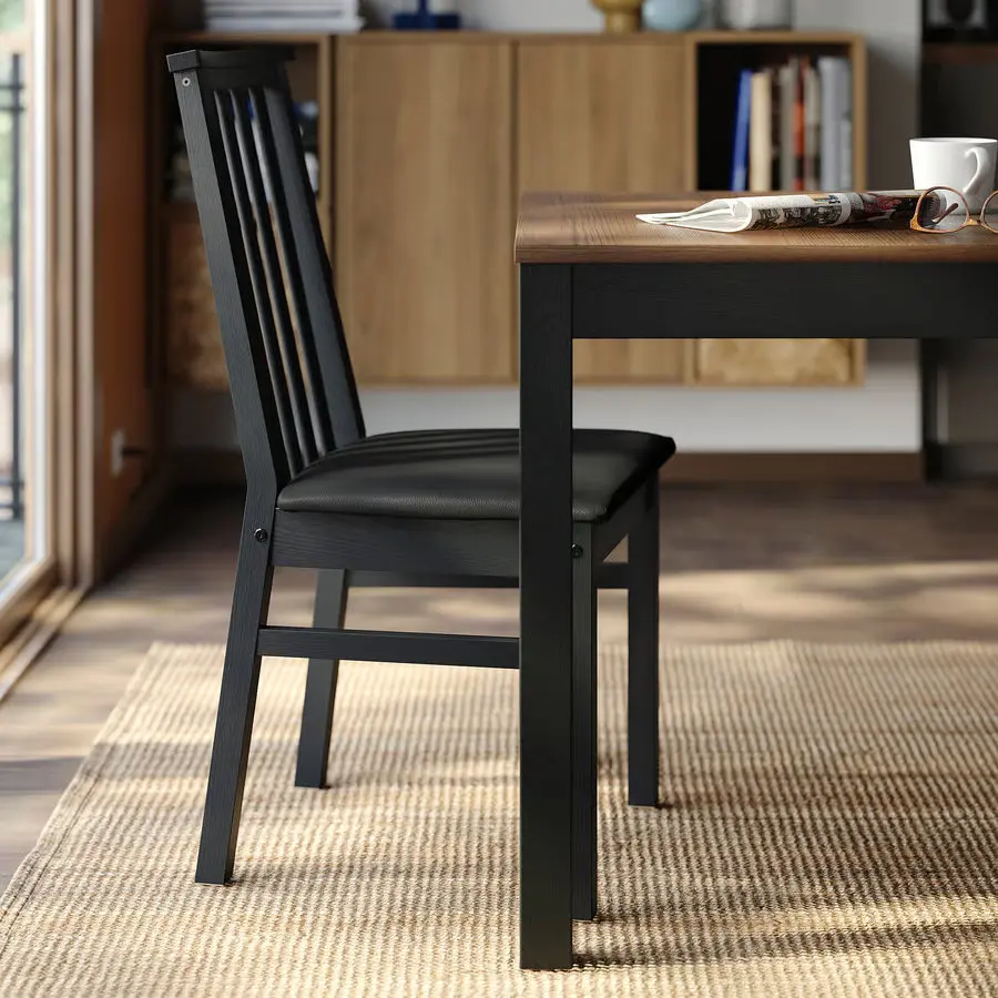 Комплект стол + 4 стула Ikea Alhult/Bomstad 120x80 (Коричневый/Черный) - 6