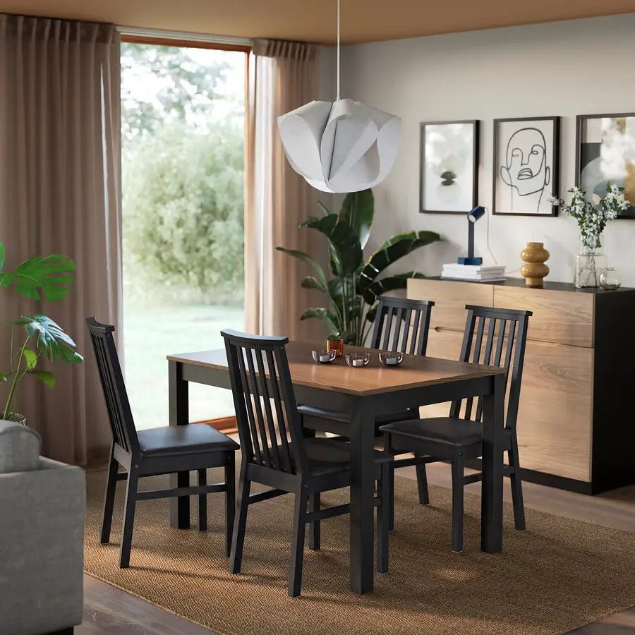 Комплект стол + 4 стула Ikea Alhult/Bomstad 120x80 (Коричневый/Черный)