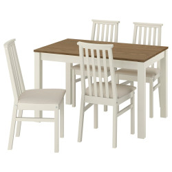 Комплект стол + 4 стула Ikea Alhult/Kabusa 120/170x80 (Коричневый/Бежевый) Thumb