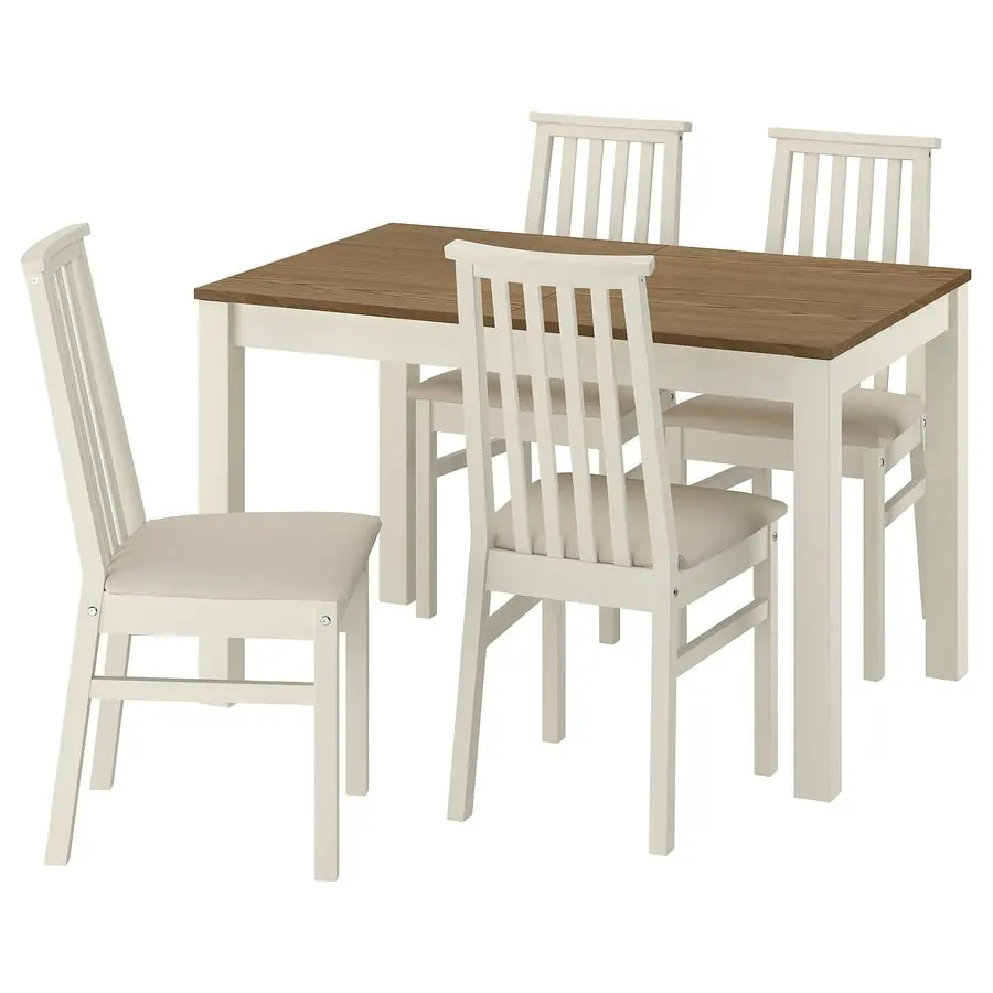 Комплект стол + 4 стула Ikea Alhult/Kabusa 120/170x80 (Коричневый/Бежевый) - 2