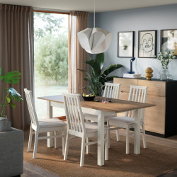 Комплект стол + 4 стула Ikea Alhult/Kabusa 120/170x80 (Коричневый/Бежевый)