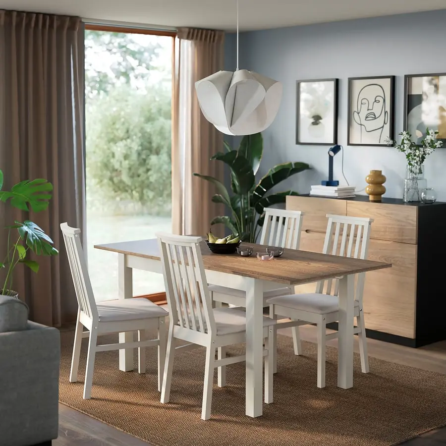 Комплект стол + 4 стула Ikea Alhult/Kabusa 120/170x80 (Коричневый/Бежевый)