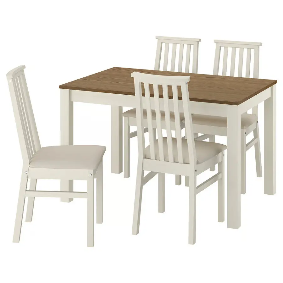 Комплект стол + 4 стула Ikea Alhult/Kabusa 120x80 (Коричневый/Бежевый) - 2