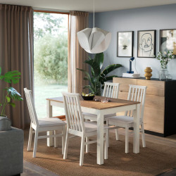 Комплект стол + 4 стула Ikea Alhult/Kabusa 120x80 (Коричневый/Бежевый)