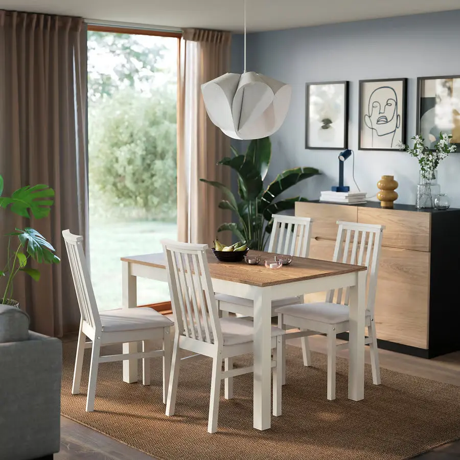 Комплект стол + 4 стула Ikea Alhult/Kabusa 120x80 (Коричневый/Бежевый)