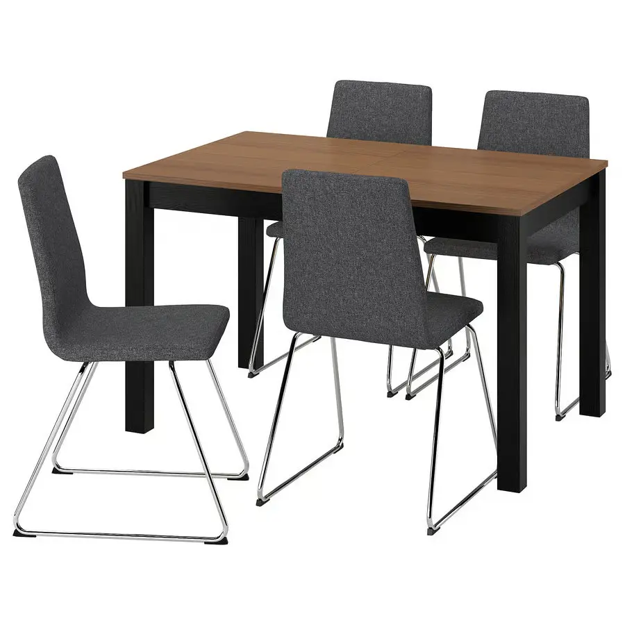 Set masa + 4 scaune Ikea Alhult/Lillanas/Gunnared 120/170x80 (Maro/Gri) - 2
