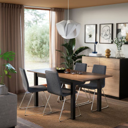 Set masa + 4 scaune Ikea Alhult/Lillanas/Gunnared 120/170x80 (Maro/Gri)