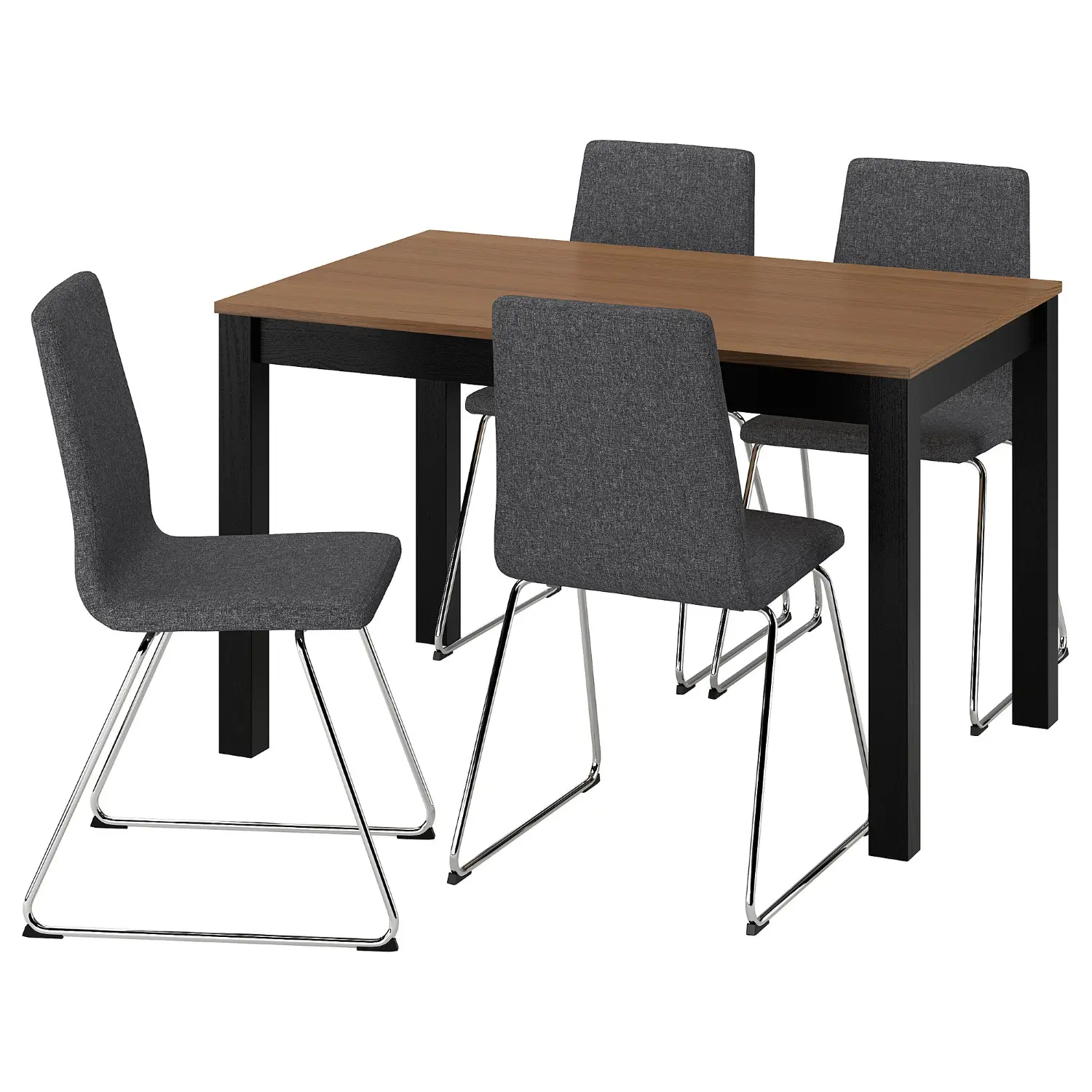 Комплект стол + 4 стула Ikea Alhult/Lillanas/Gunnared 120x80 (Коричневый/Серый) - 2