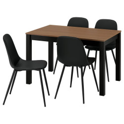 Комплект стол + 4 стула Ikea Alhult/Nordmansskar/Bomstad 120x80 (Коричневый/Черный) Thumb