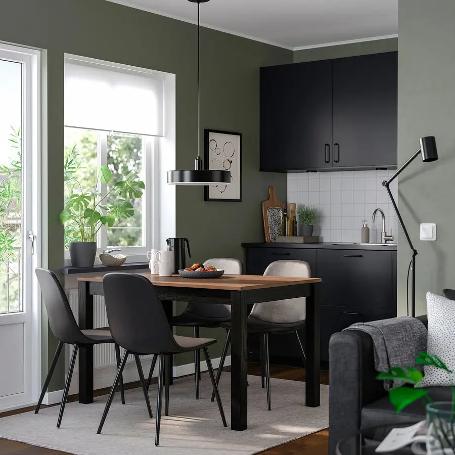 Комплект стол + 4 стула Ikea Alhult/Nordmansskar/Bomstad 120x80 (Коричневый/Черный)
