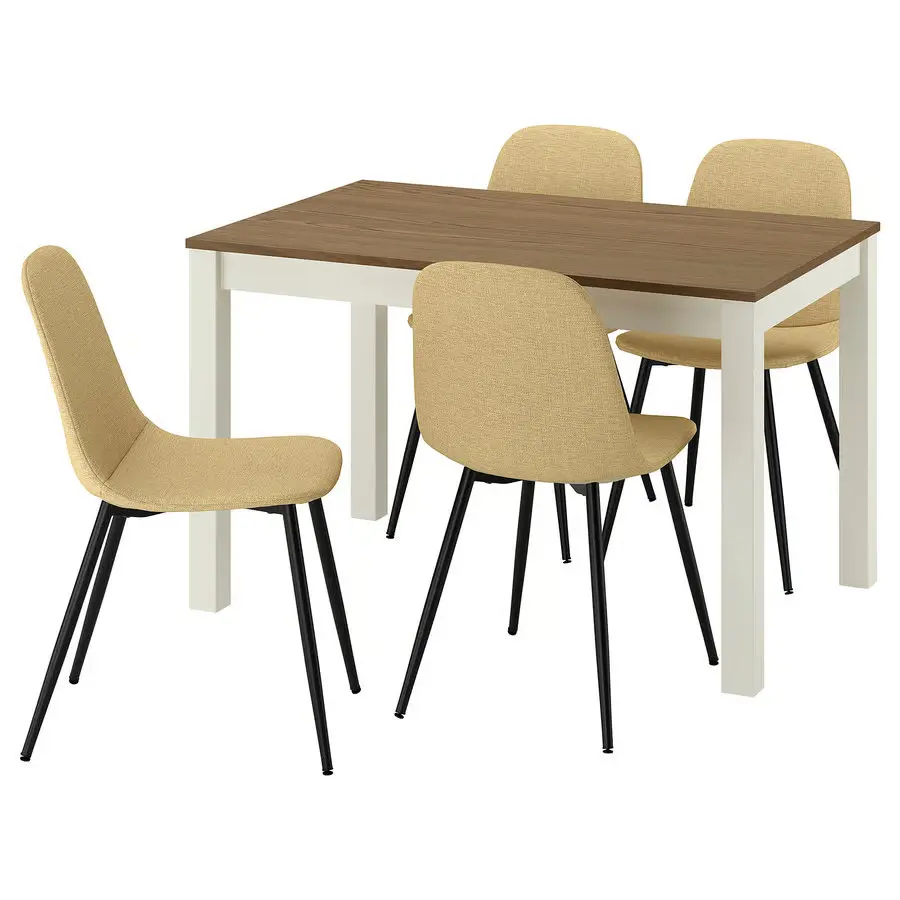 Комплект стол + 4 стула Ikea Alhult/Nordmansskar/Letafors 120x80 (Коричневый/Желто-бежевый) - 2