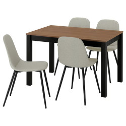 Комплект стол + 4 стула Ikea Alhult/Nordmansskar/Tonerud 120x80 (Коричневый/Серый) Thumb