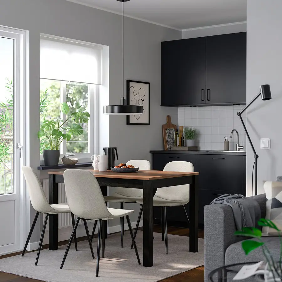 Комплект стол + 4 стула Ikea Alhult/Nordmansskar/Tonerud 120x80 (Коричневый/Серый)