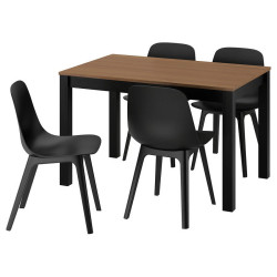 Комплект стол + 4 стула Ikea Alhult/Odger 120x80 (Коричневый/Антрацит) Thumb