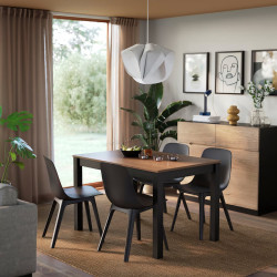 Комплект стол + 4 стула Ikea Alhult/Odger 120x80 (Коричневый/Антрацит)