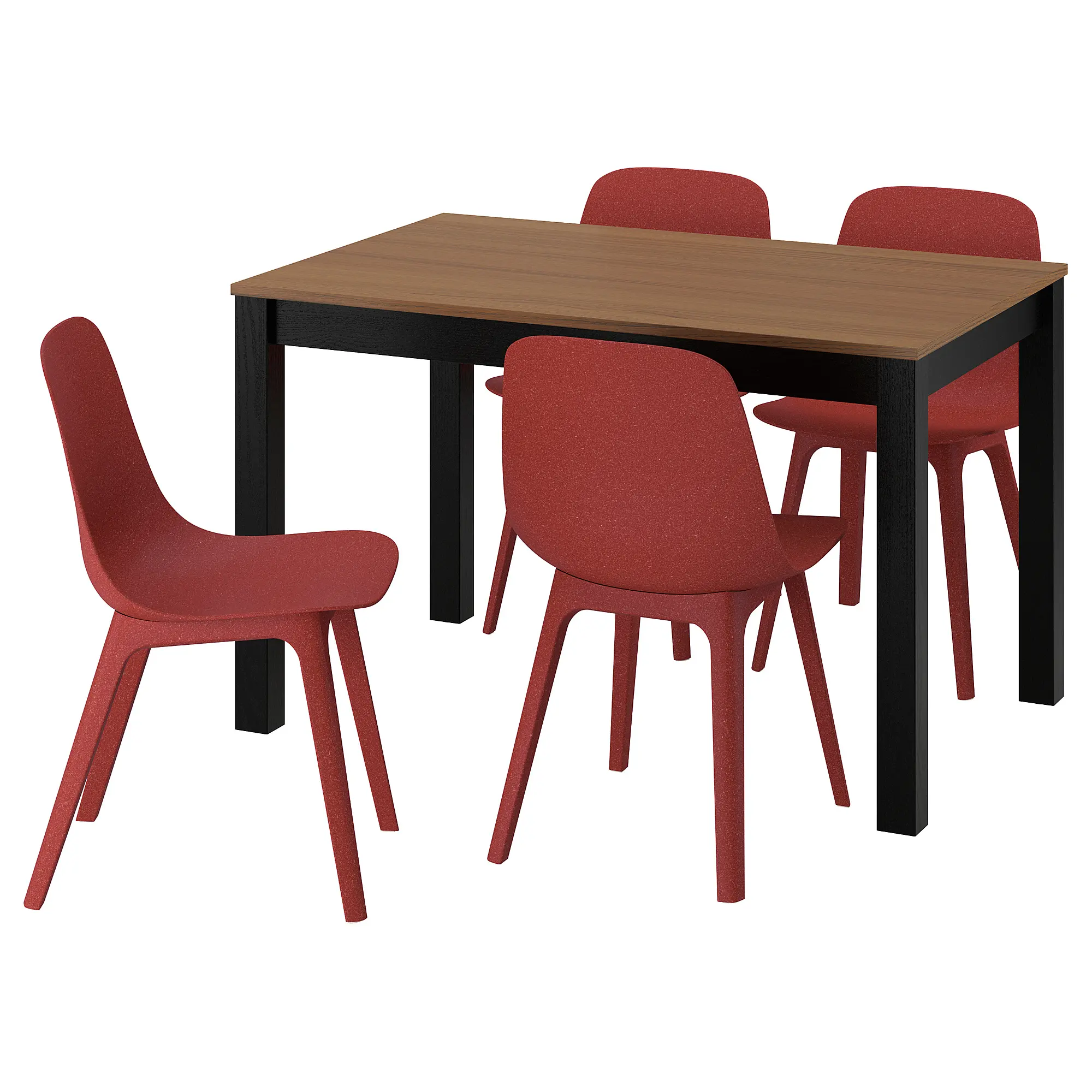 Комплект стол + 4 стула Ikea Alhut/Odger 120x80 (Коричневый/Красный) - 2