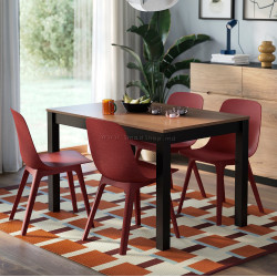 Комплект стол + 4 стула Ikea Alhut/Odger 120x80 (Коричневый/Красный)