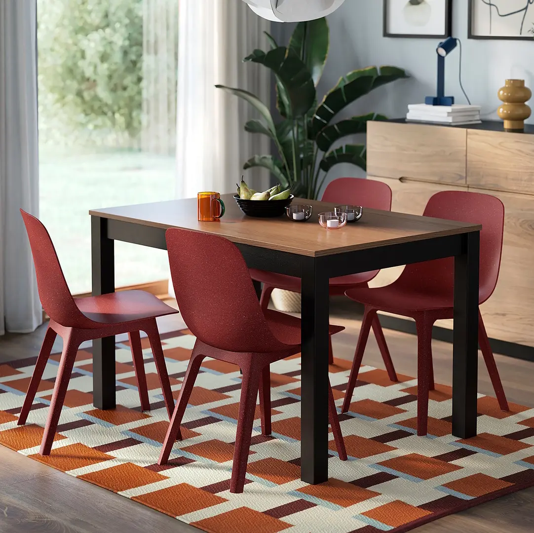 Комплект стол + 4 стула Ikea Alhut/Odger 120x80 (Коричневый/Красный)