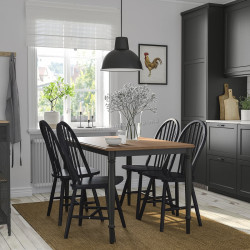 Set masa + 4 scaune Ikea Danderyd/Skogsta 130 (Pin/Negru)