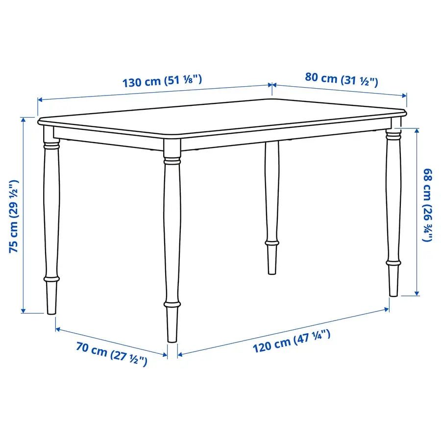 Set masa + 4 scaune Ikea Danderyd/Skogsta 130 (Pin/Negru) - 6