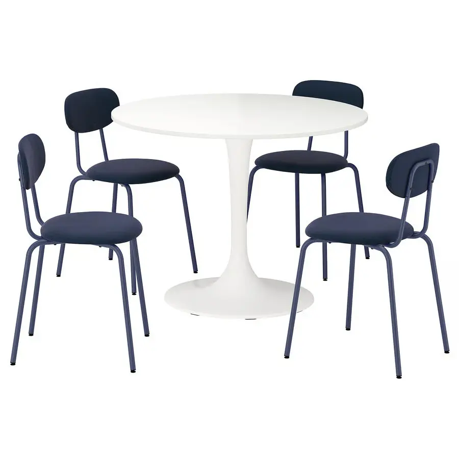 Комплект стол + 4 стула Ikea Docksta/Sandsberg 103см (Белый/Темно-синий) - 2