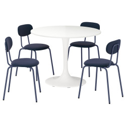 Set masa + 4 scaune Ikea Docksta/Sandsberg/Remmarn 103 (Alb/Albastru inchis) Thumb