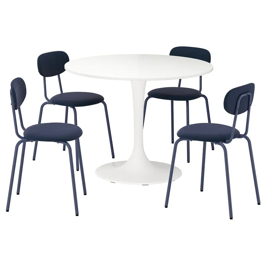 Set masa + 4 scaune Ikea Docksta/Sandsberg/Remmarn 103 (Alb/Albastru inchis) - 2