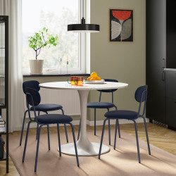 Set masa + 4 scaune Ikea Docksta/Sandsberg/Remmarn 103 (Alb/Albastru inchis)