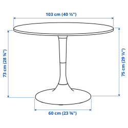 Set masa + 4 scaune Ikea Docksta/Sandsberg/Remmarn 103 (Alb/Albastru inchis) Thumb