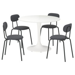 Комплект стол + 4 стула Ikea Docksta/Sandsberg/Remmarn 103см (Белый/Антрацит) Thumb