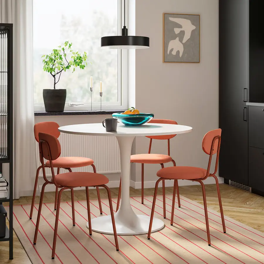Комплект стол + 4 стула Ikea Docksta/Sandsberg/Remmarn 103см (Белый/Красный)