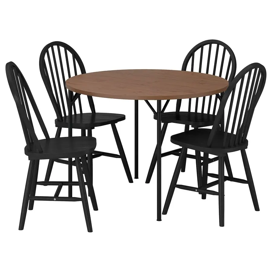 Set masa + 4 scaune Ikea Grotan/Skogsta 105cm (Maro/Negru) - 2