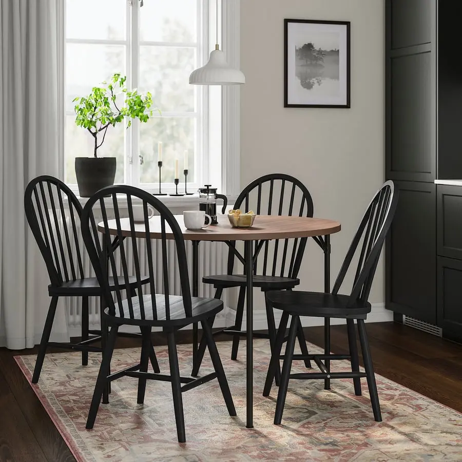 Set masa + 4 scaune Ikea Grotan/Skogsta 105cm (Maro/Negru)