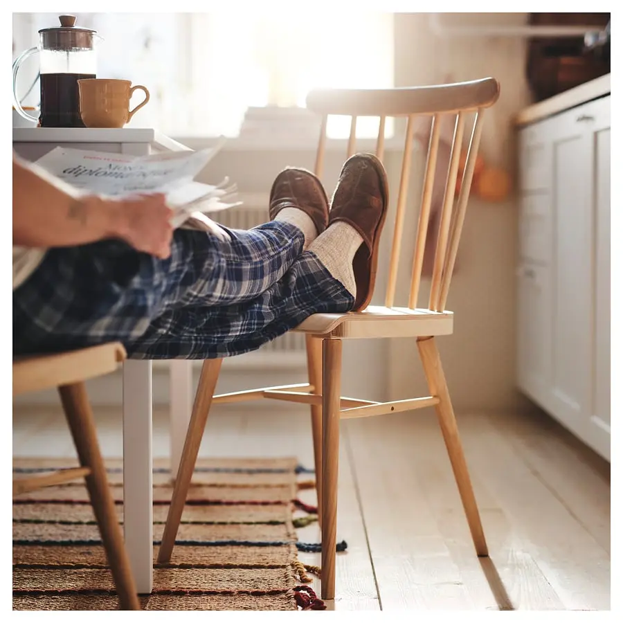 Комплект стол + 4 стула Ikea Hauga/Hogved 118x74 (Белый/Береза) - 6
