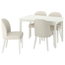 Set masa + 4 scaune Ikea Hauga/Rosentorp/Kilanda (Alb/Bej deschis) Thumb