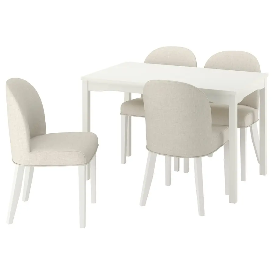 Set masa + 4 scaune Ikea Hauga/Rosentorp/Kilanda (Alb/Bej deschis) - 2