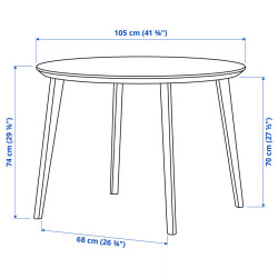 Комплект стол + 4 стула Ikea Lisabo/Lyckan 105см (Ясень/Береза) Thumb