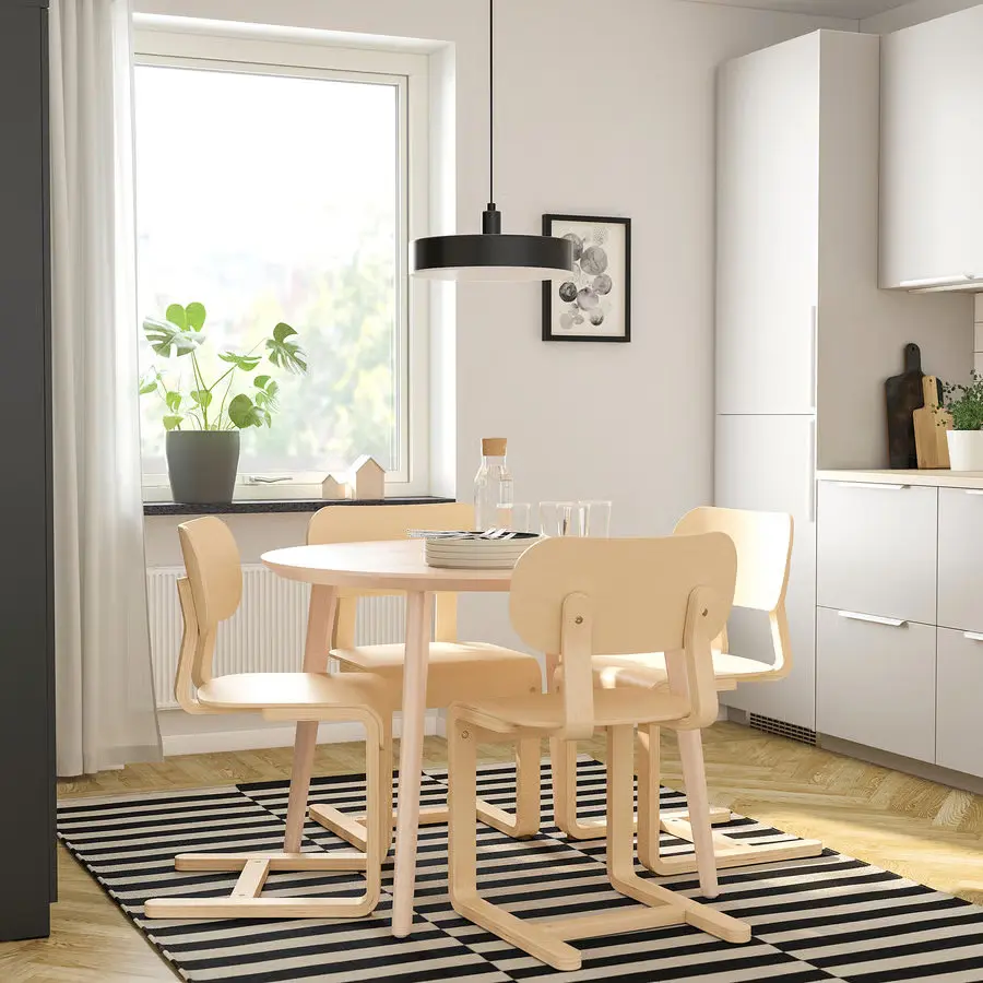 Комплект стол + 4 стула Ikea Lisabo/Lyckan 105см (Ясень/Береза)