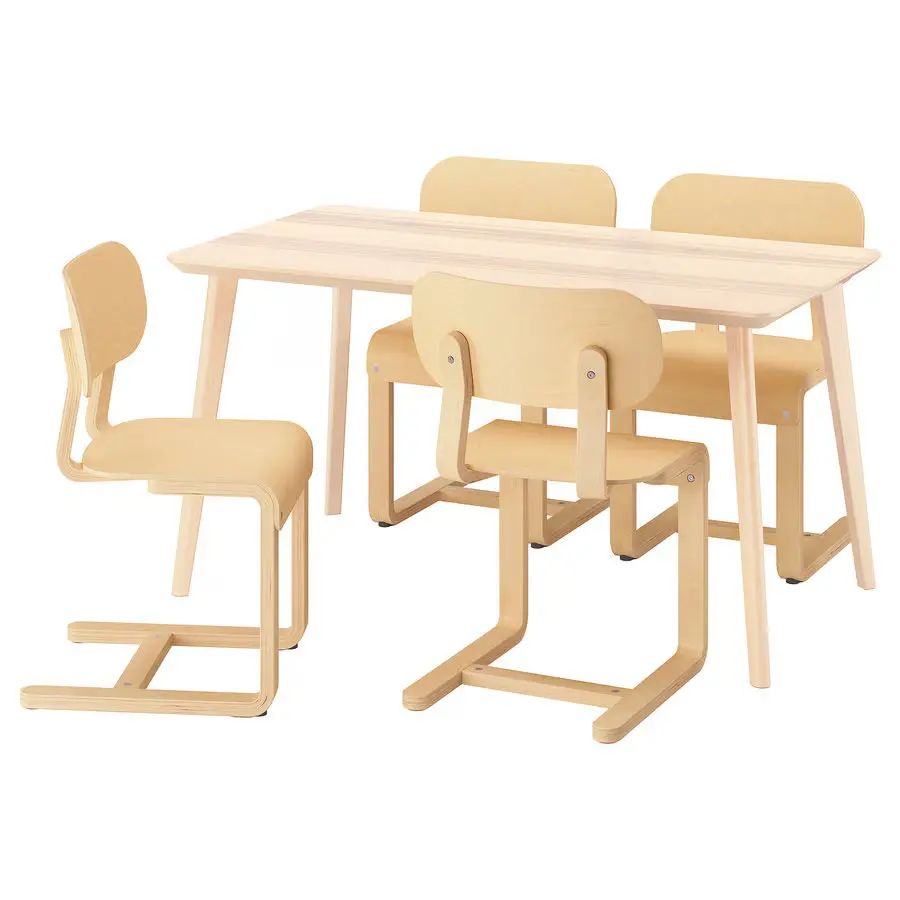 Set masa + 4 scaune Ikea Lisabo/Lyckan 140x78 (Frasin/Mesteacan) - 2