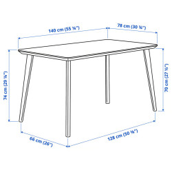 Set masa + 4 scaune Ikea Lisabo/Lyckan 140x78 (Frasin/Mesteacan) Thumb