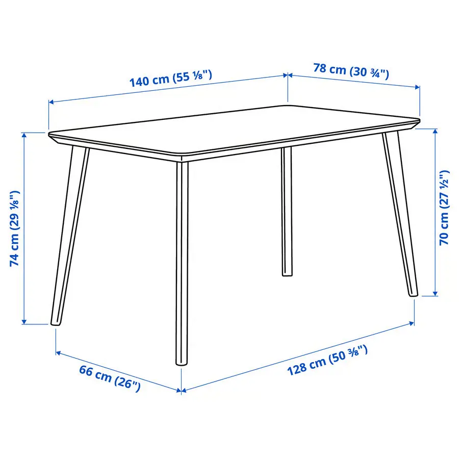 Set masa + 4 scaune Ikea Lisabo/Lyckan 140x78 (Frasin/Mesteacan) - 6